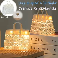 Creative Handbag Led Night Light Mini Delicate Crystal Diamond Shaped Handbag Desktop Night Lamp Coffee Shop Home Decor Bedroom