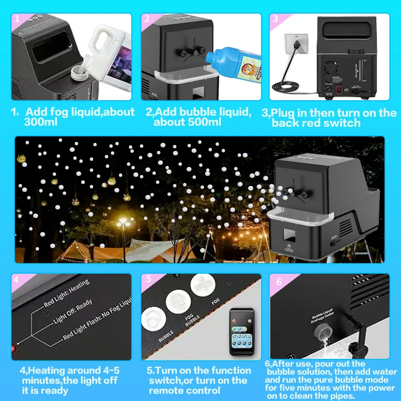 Nebelschneemaschine 3-in-1 für draußen oder drinnen für Weihnachten oder Halloween-Blase, Nebelblase, Nebel für Hochzeitsbühnenpartys