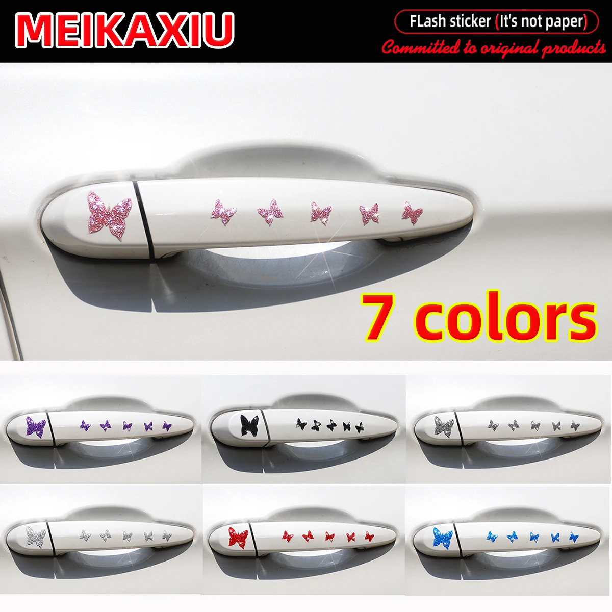 Shimmering butterfly, Blingbling car door handle cover, interior sticker decoration, mobile phone, computer, motorcycle