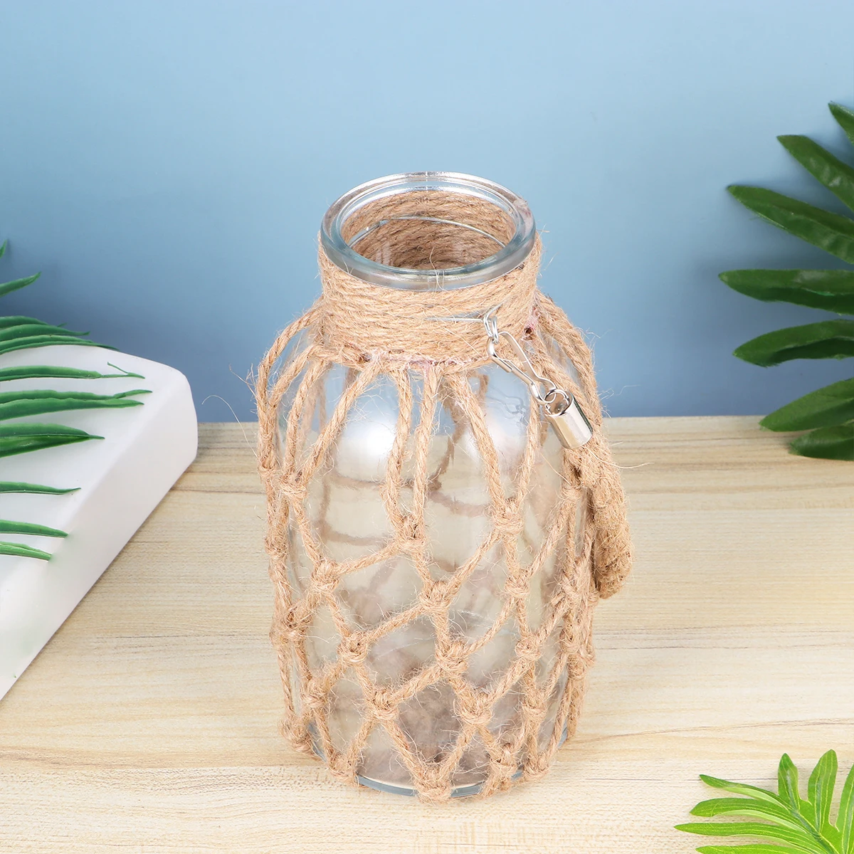 

Chic Hemp Rope Glass Vase Hydroponics Planter for Flowers Planting Terrarium Home Decor Green Plant Container Creative Flower