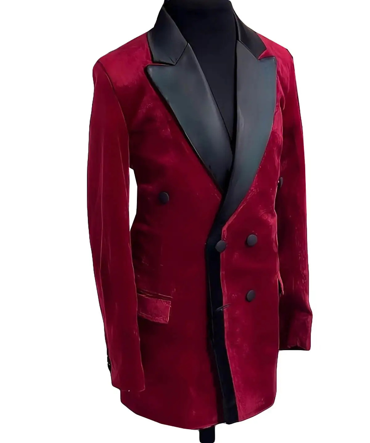 Blazer vermelho de veludo duplo para homens, roupa formal do noivo, lapela pontudo, smoking de casamento, festa de aniversário, casaco de baile, 1 peça