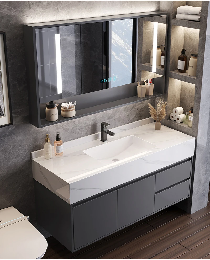 Bathroom Cabinet Combination, Rock Slab Ceramic, Intelligent Washbasin, Washbasin, Modern Bathroom and Bathroom Set