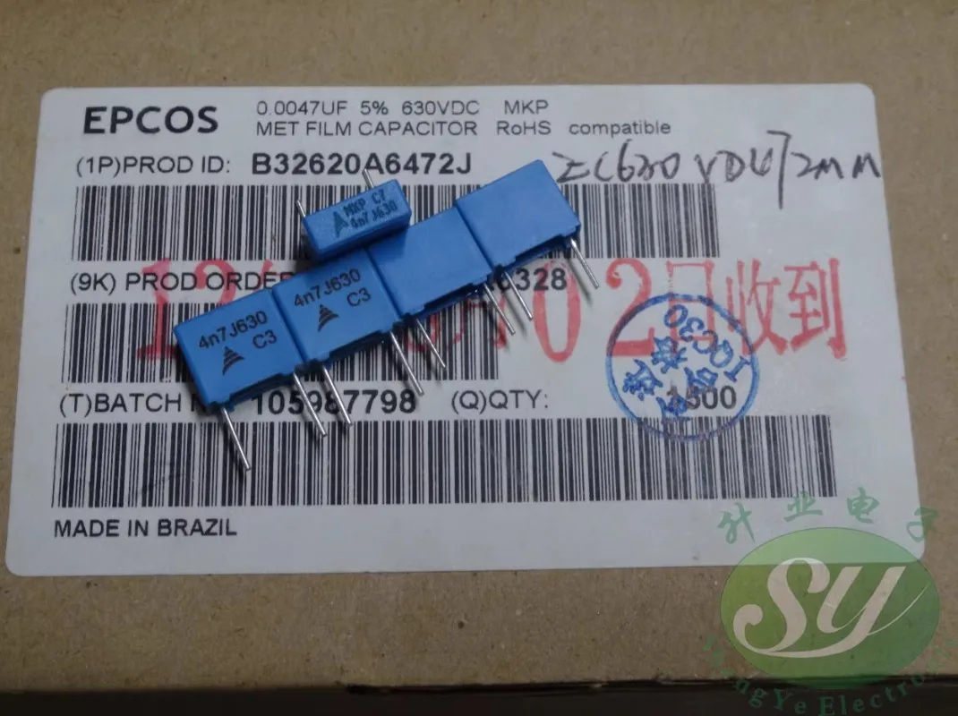 

10PCS EPCOS 0.0047uf/630v 4.7nf 4700pf 4n7 472 New 8mm film capacitor B32620A6472J
