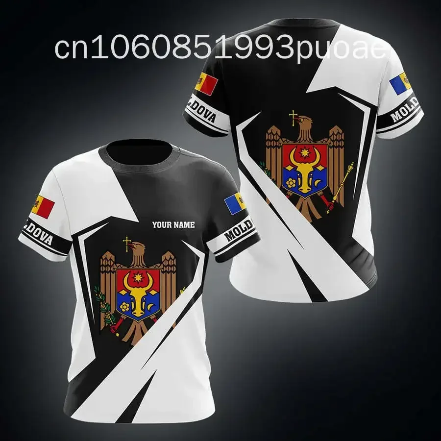 New Moldova Flag T-shirt 3D Printed Custom Name Men's and Women's T-shirt Harajuku Street Oversize Top