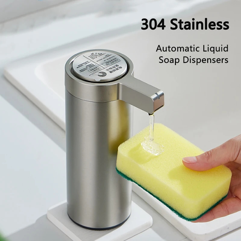 270ml Kitchen Soap Dispenser Automatic Sensor Hand Sanitizer 304 Stainless Steel Smart USB Electric Body Wash Soap Dispenser