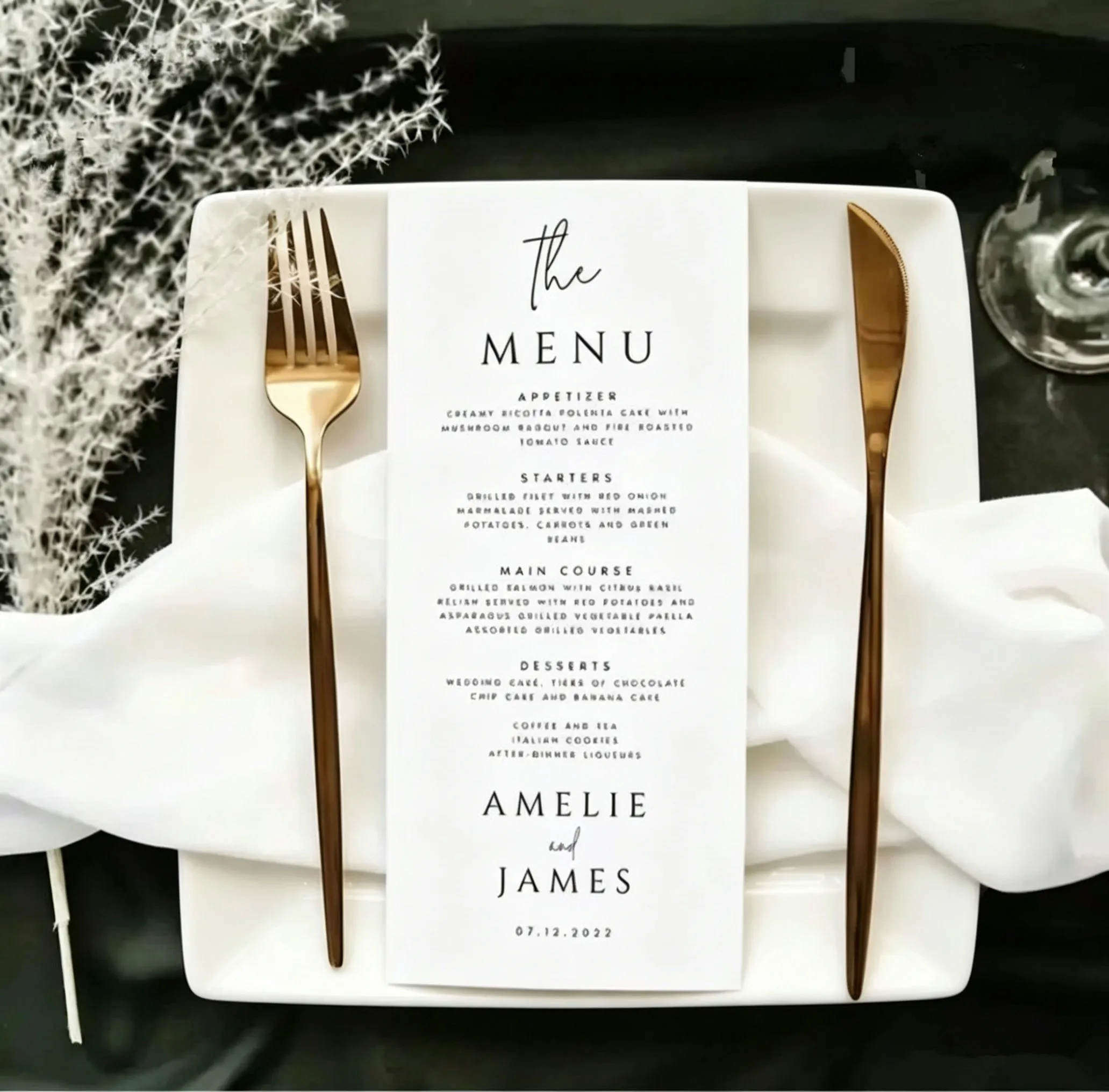 10pcs Paper Wedding Party Supply Food Menu Custom Invitaiton Program Card Restaurant Bar Mitzvah Gift Blessing Card