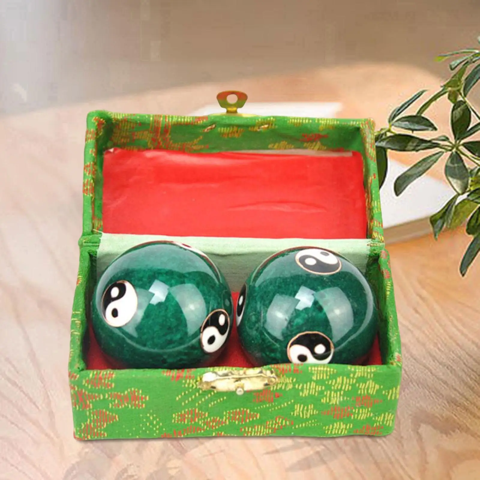 2 Pieces Massage Balls with Storage Box Hand Wrist Strengthening Relieve Stiffness Chinese Baoding Balls for Elderly Children