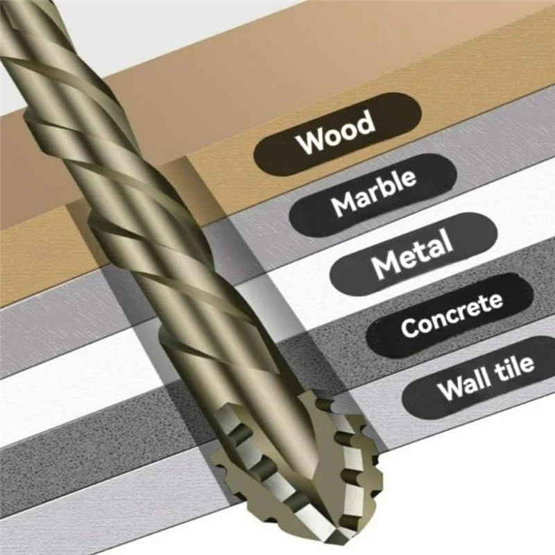 

AT05-High-Performance Titanium-Coated Drill And Tap Set, High-Strength 4-Flute Serrated Eccentric Drill Bit Kit