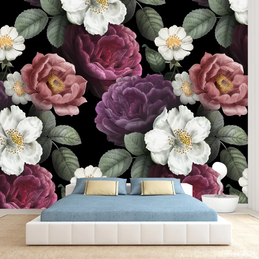 15+ waterdichte botanische bloemenroos Peel n Stick optioneel behang voor woonkamerdecoratie muurkunstpapier woondecoratie muurschildering - afbeelding 2