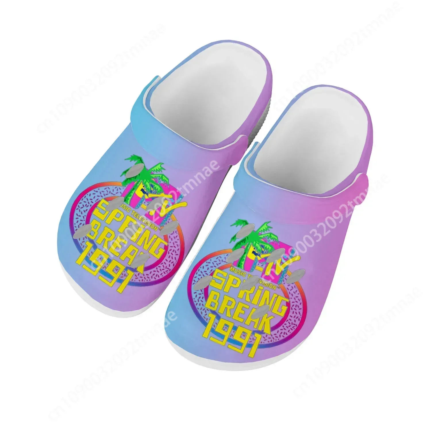 

MTV Spring Break 1991 Home Clogs Custom Water Shoes Mens Womens Teenager Shoe Garden Clog Breathable Beach Hole Slippers White