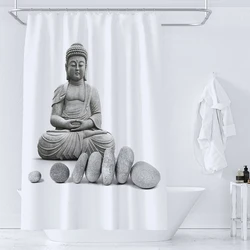 Chinese Buddha Pattern Shower Curtain for Bathroom Nordic Minimalist Polyester Waterproof Bathtub Screen for Home 180x240