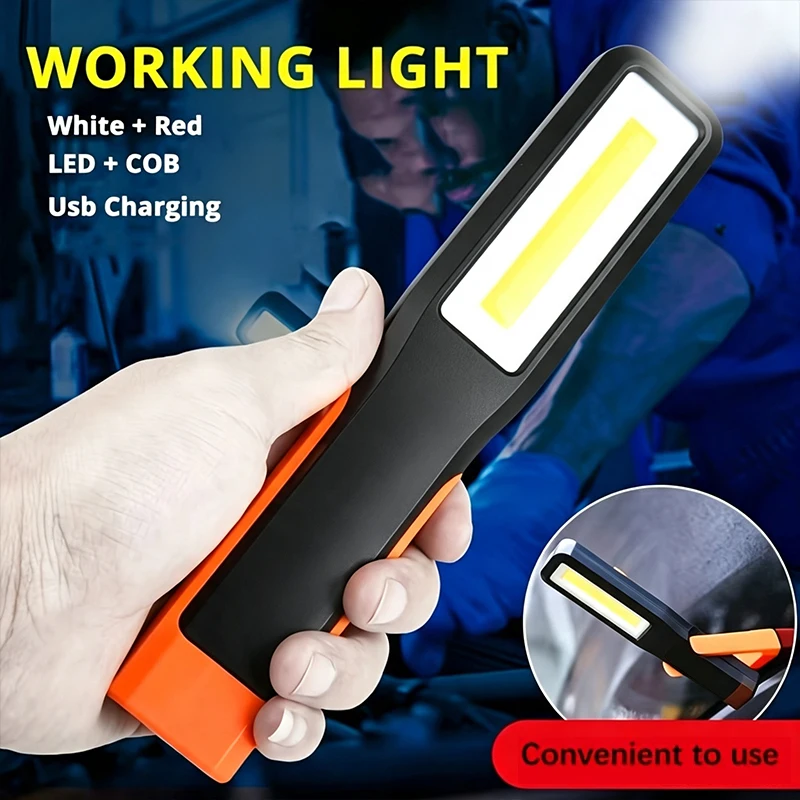 Powerful LED Work Light with Magnet lighting Flashlight Car Garage Mechanic Lamp USB Charging COB Emergency Light Warning Light