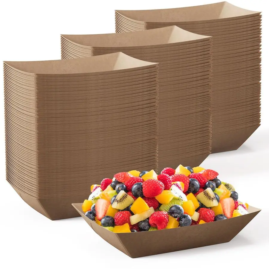 

2lb Paper Food Trays, 1000 Pack Disposable Paper Boat, Serving Boats, Food Holder Trays for Snacks French Fries Nachos Hot Dog T