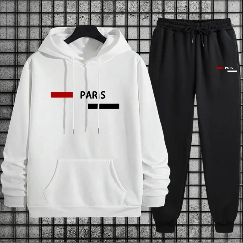 جديد 2025 في بدلة رياضية رجالية بقلنسوة وسراويل رياضية عصرية غير رسمية حضرية ملابس رياضية لخريف وشتاء المنزل ملابس مريحة خارجية بقلنسوة #3