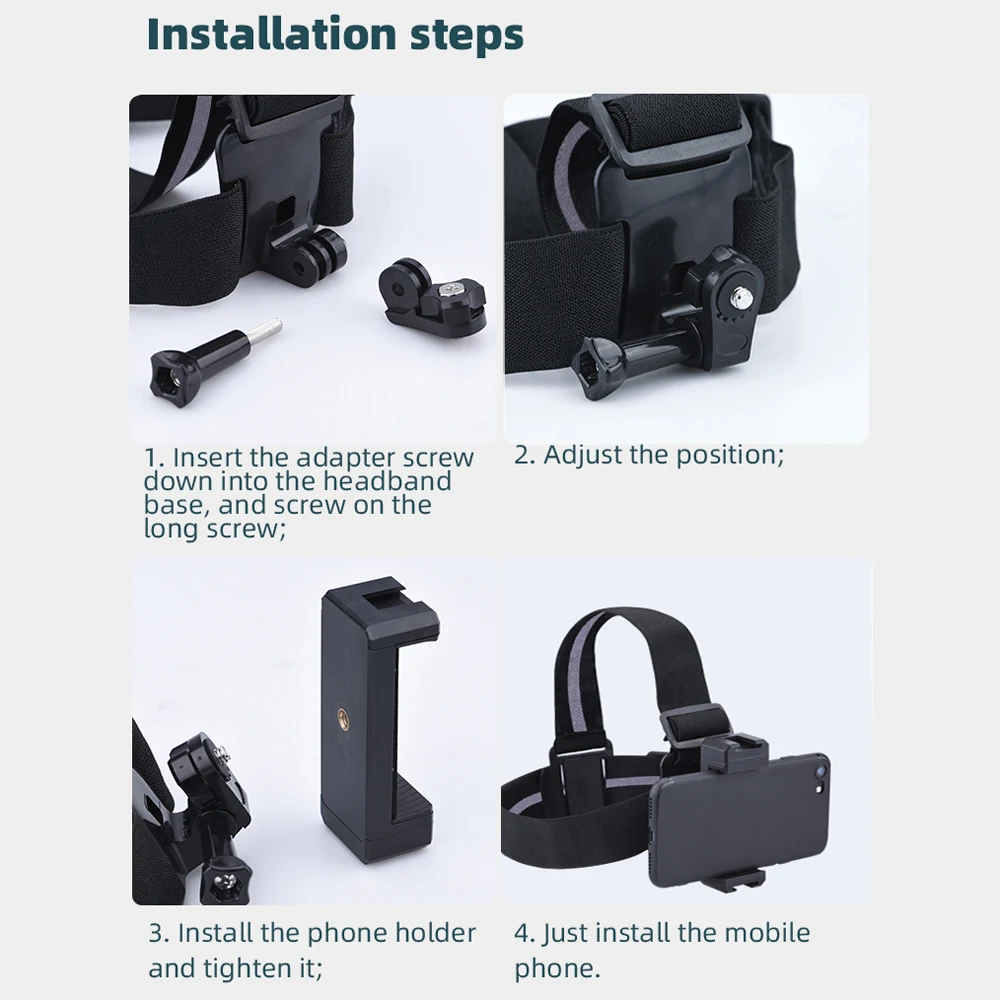 Headband Holder for Gopro Action Camera with Mount Clip Headband Holder Smartphone Mobile Phone Live Video Portable Accessories