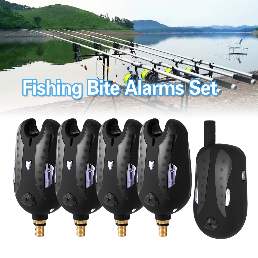 Lixada Wireless Digital Fishing Alarm Fishing Bite Alarms Set Fishing Receiver Sound Alert Kit LED Alarm Indicator with Case