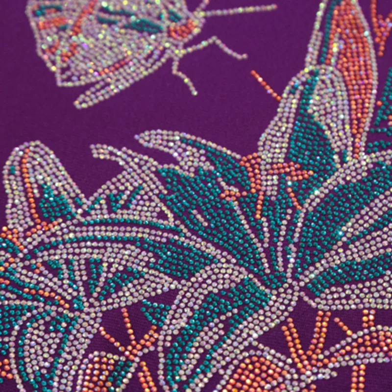 2025 صيف جديد أمريكا العلامة التجارية فراشة تصميم تي شيرت مثير قبالة الكتف لامعة زهرة الساخن الماس النساء بلايز سيدة أنيقة تيز