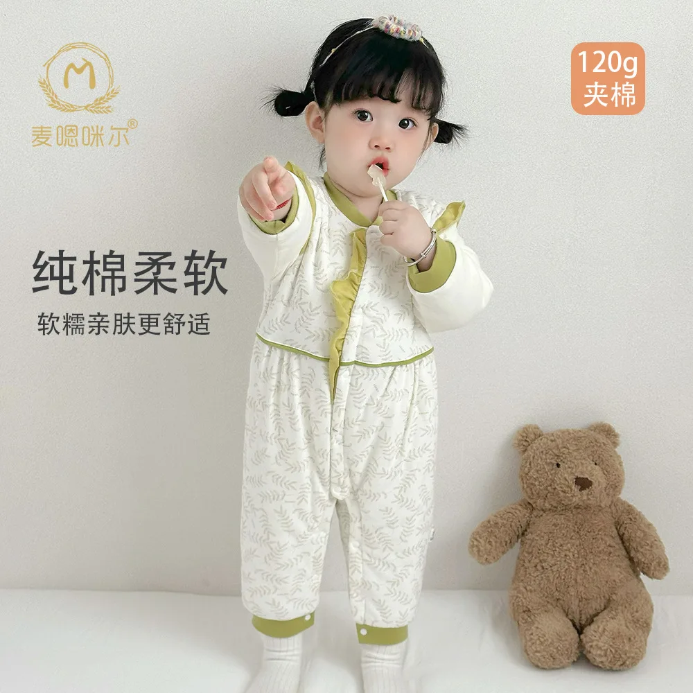 رومبير مريح للأميرة الرعوية للفتيات الصغيرات، ملابس شتوية مبطنة بالقطن الحراري، بدلة لحديثي الولادة ناعمة صديقة للبشرة كهدية 0-2T