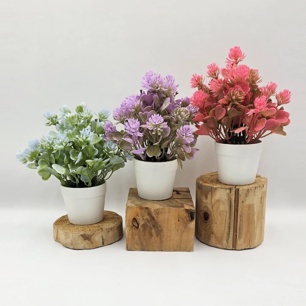 Immagine 4: Pianta Artificiale Milan Bianca Ghiacciata 25cm, Fiore Finto Rosa e Verde in Vaso Bianco, Pianta Artificiale, Decorazione Moderna per Casa e Ufficio