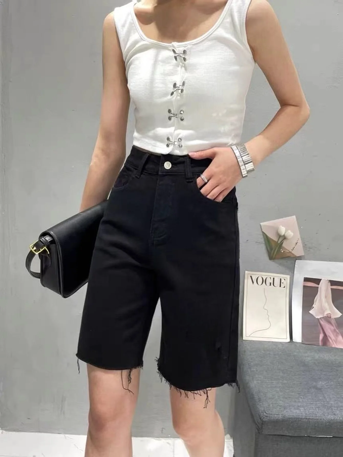 

Мужские черные джинсовые шорты узкого кроя в стиле Drip, унисекс, для повседневной носки