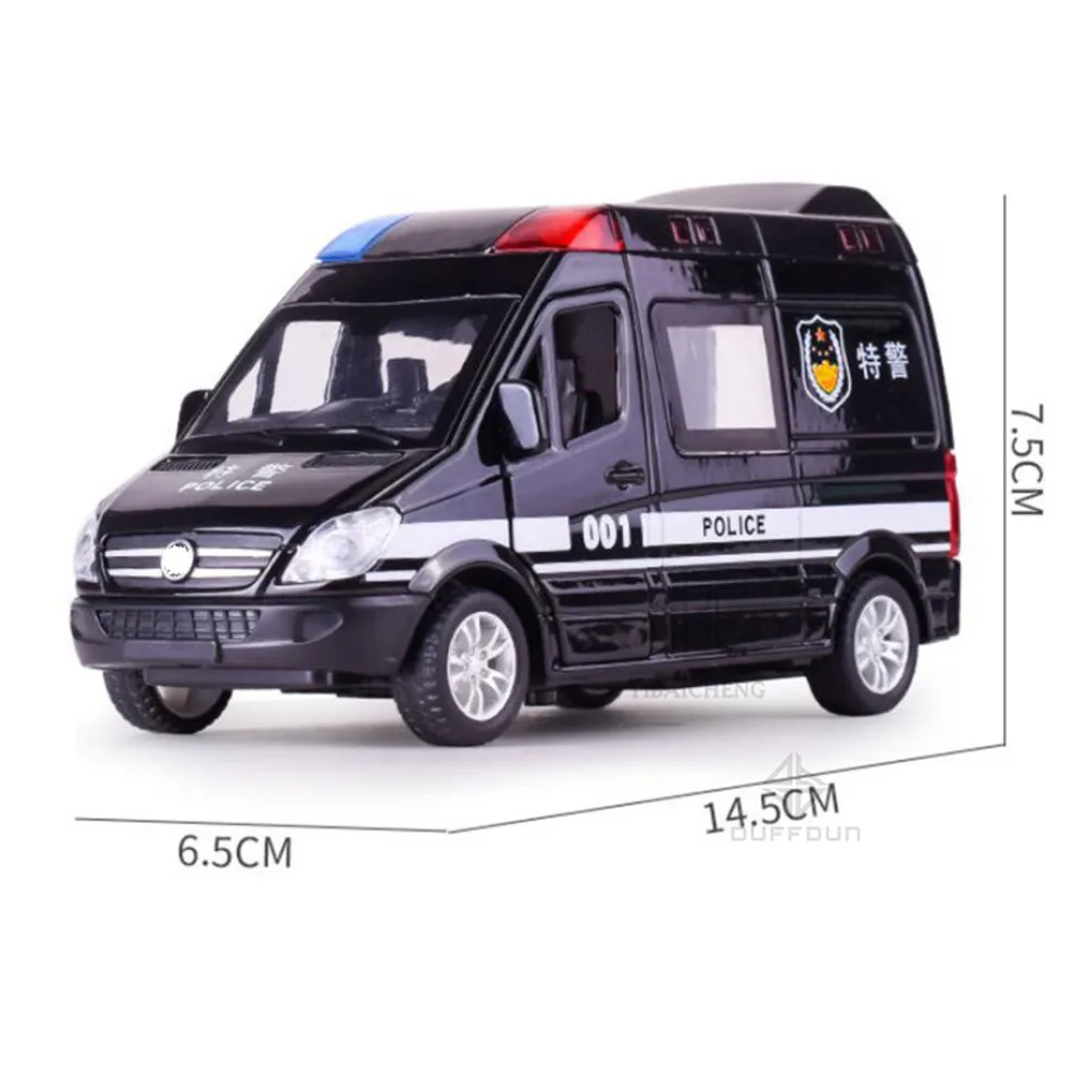 1/32 Alloy Diecast Car Model Ambulance Police Car Fire Engine Auto Model Metal Body Pull Back 5 Doors Open Vehicle Children Toys