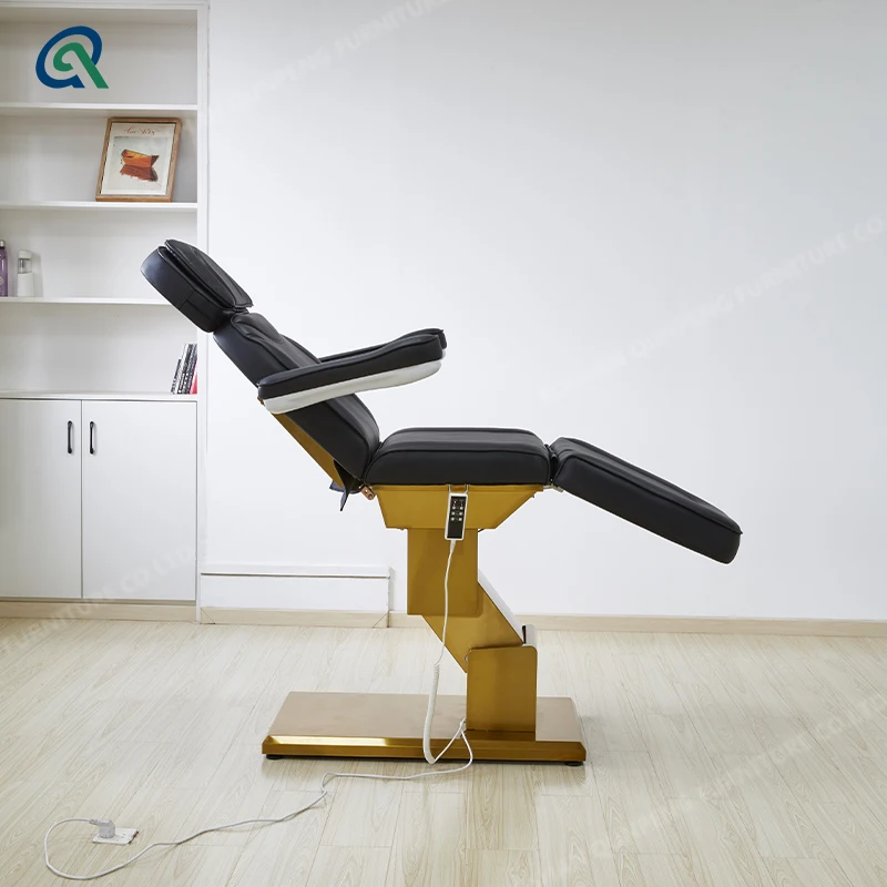 Qunpeng Tatoo Massage Table Treatment Facial Beauty Esthethic Spa Chair Gold Base Modern Salon Furniture on Sale