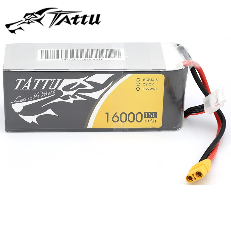 TATTU 16000mAh 22.2V 6S LiPO Battery 15C for Big Load Multirotor Hexacopter for agricultural drone/ UAV drone