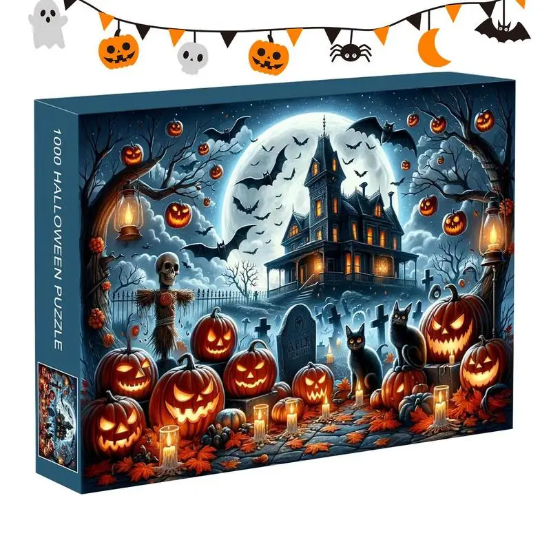 

Пазлы для Хэллоуина, кошмар, пазл для Хэллоуина, 1000 шт., 28X20 дюймов, пазл, игрушки для украшения мозга