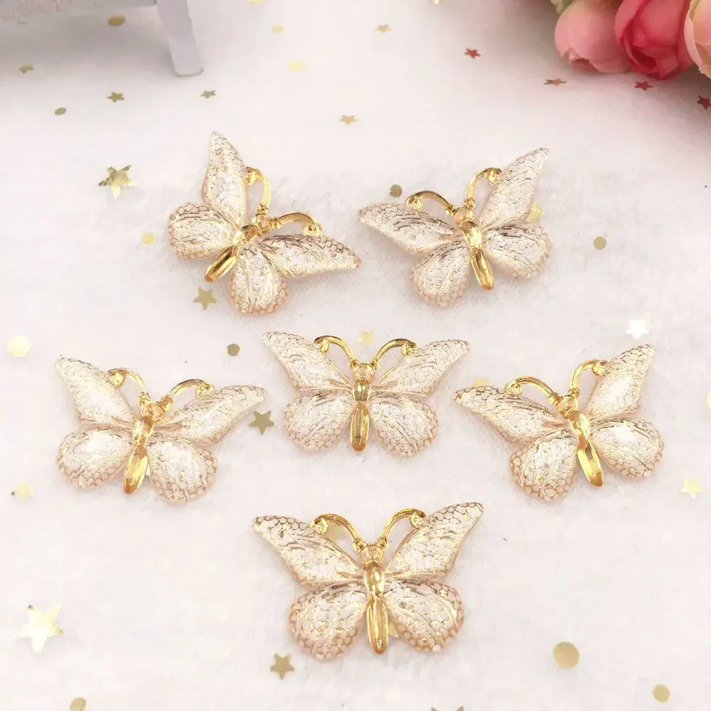 Shiny Colorful Butterfly Flat Back rhinestone Appliques 10pcs DIY 1 hole bead Wedding decoration Home Craft  christmas gift OW75