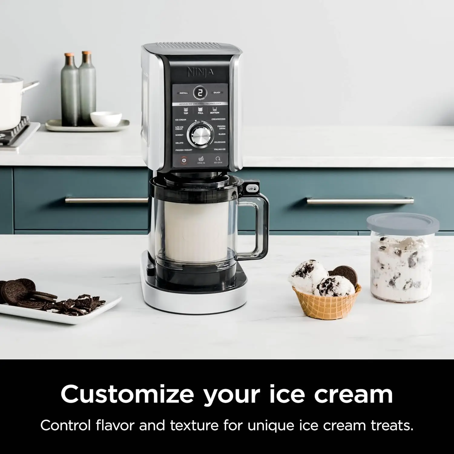 CREAMi Deluxe Ice Cream & Frozen Treat Maker for Ice Cream, Sorbet, Milkshakes, Frozen Yogurt, & More, 11-in-1, XL Capacity, Sil