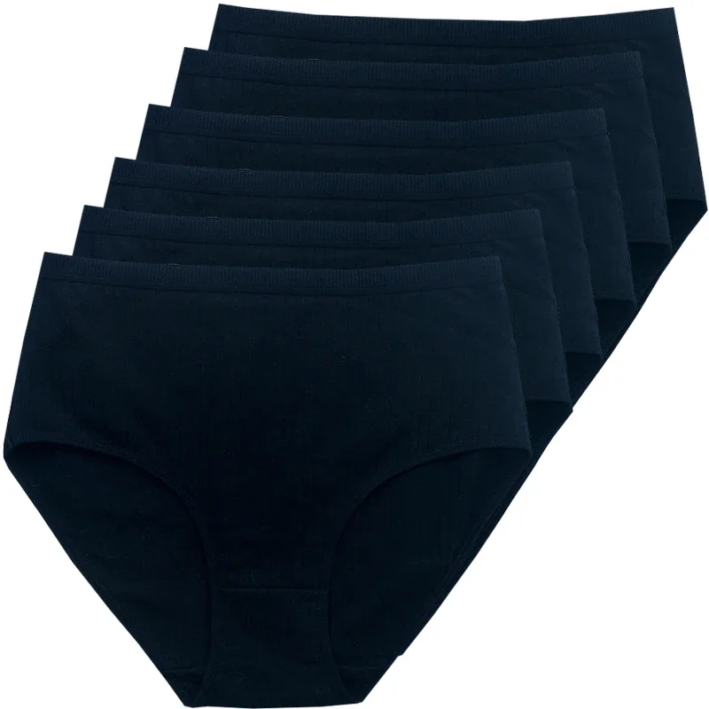 6 יחידות תחתוני כותנה לנשים במידה גדולה תחתוניות גבוהות נושמות בצבע אחיד תחתוניות נשיות