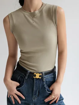 Camisole Vest for Women  Round Neck Colourful Basic Sleeveless Undershirt Tops Tees with Coverage for Side Cleavage 2