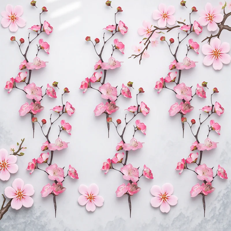 

6pcs Plum Blossom Cake Picks Flower Toppers For Birthday Wedding Party Cupcake Decorations Festival Dessert Ornament