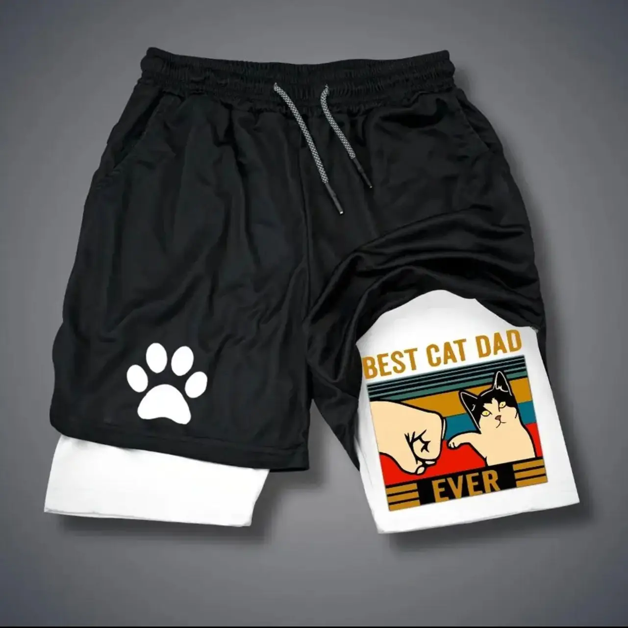 

Summer Breathable Shorts Men's Sports Two-in-one Shorts Fast-drying Sports Sports Running Double-layer Printed Short M-3XL