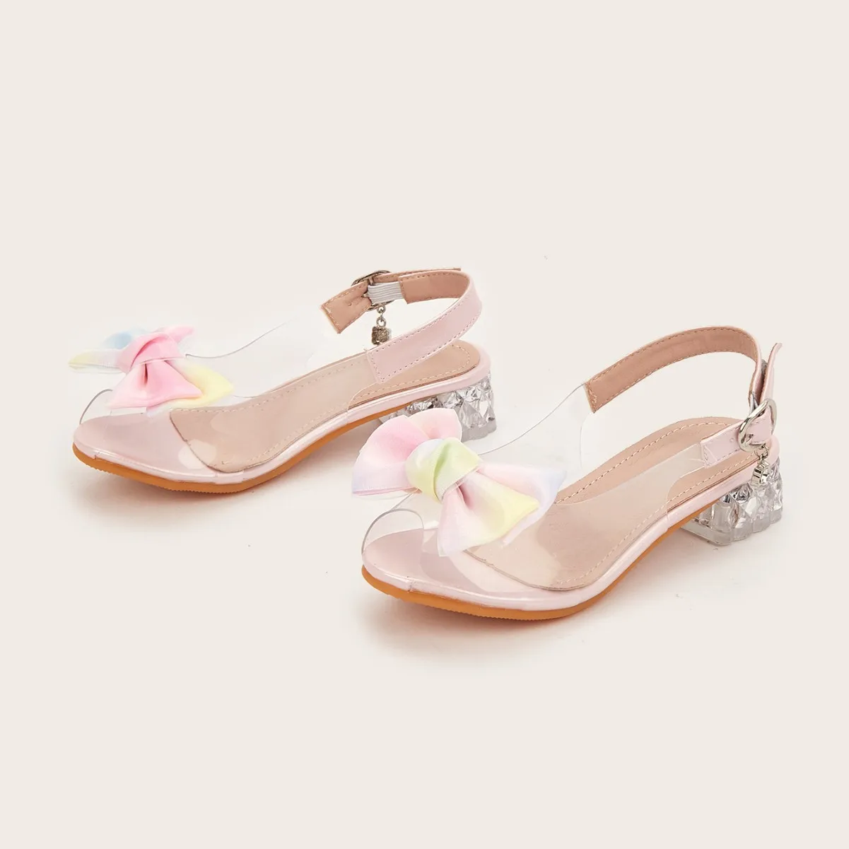 2026 ربيع وصيف جديد حذاء للأطفال الفتيات عالية الكعب الاطفال شفافة كعب سميك القوس الجنية الرياح الصنادل أحذية الشاطئ الموضة #3