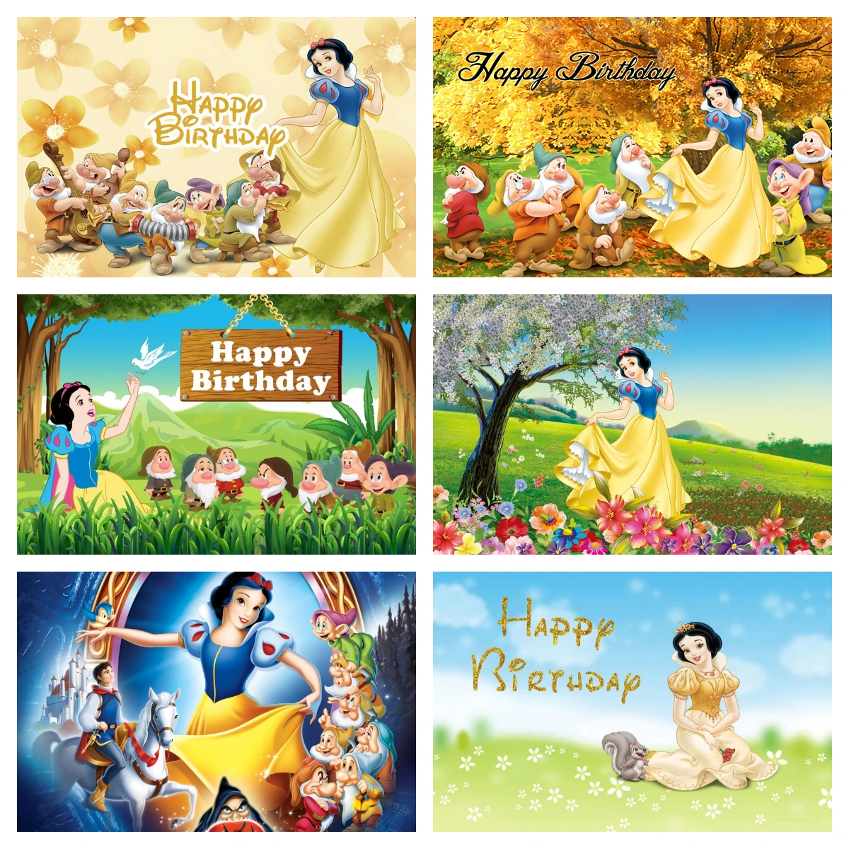 Snow White Photo Background For Photography Backdrop Girl Princess Birthday Decoration Baby Shower Kid's Party Banner Props