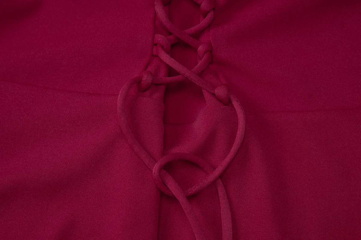 Hugcitar Damen Elegantes Neckholder-Kleid mit V-Ausschnitt, Sexy Maxikleid mit Knöpfen und Schnürung, Sommerkleid, Damenmode-Outfit für Geburtstagsfeier und Festival – Detail 10