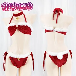 Santa Claus Cosplay Christmas Girl Plush Bikini Uniform For Women Winter Warm Underwear Role Play Costumes Gift Party