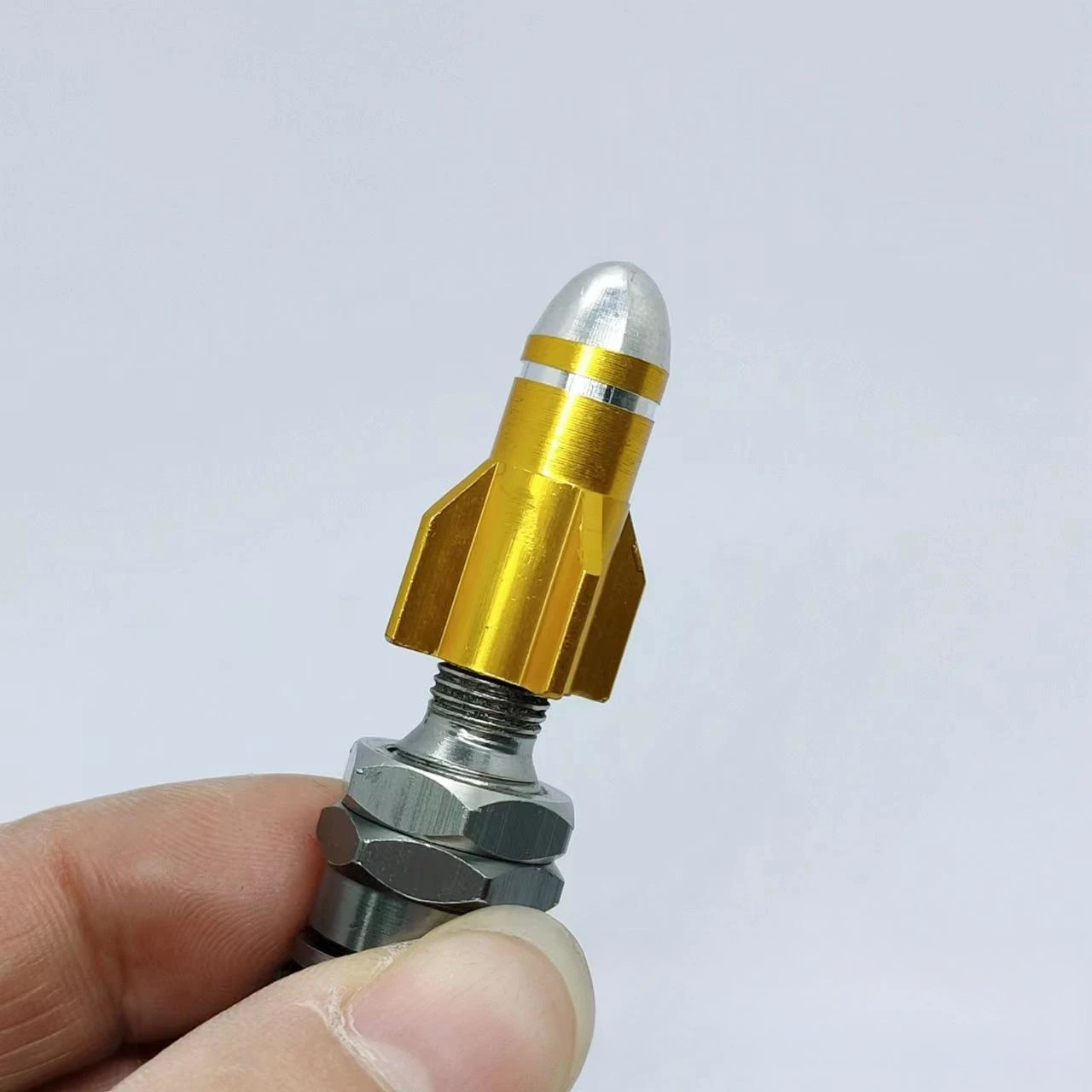4pcs Valve Cap Tire Rocket Head Series 1 Round Head Patterned Rocket Head Valve Cap 6