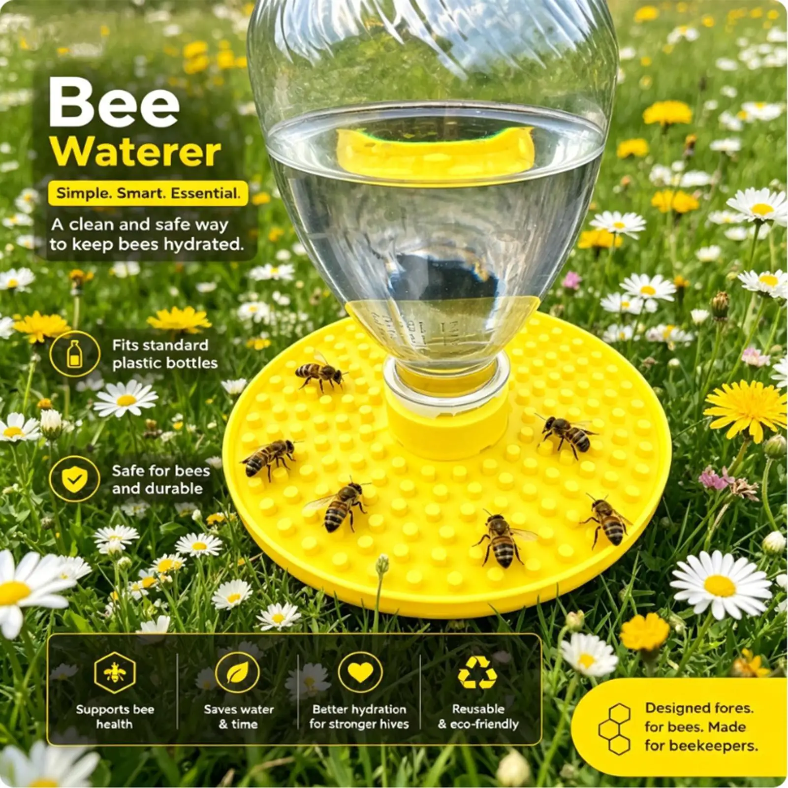Bee Water Feeder Drinking Station Reusable Honey Bee Waterer Pollinator Tray Beekeeping Supplies Garden Patio Lawn Outdoor
