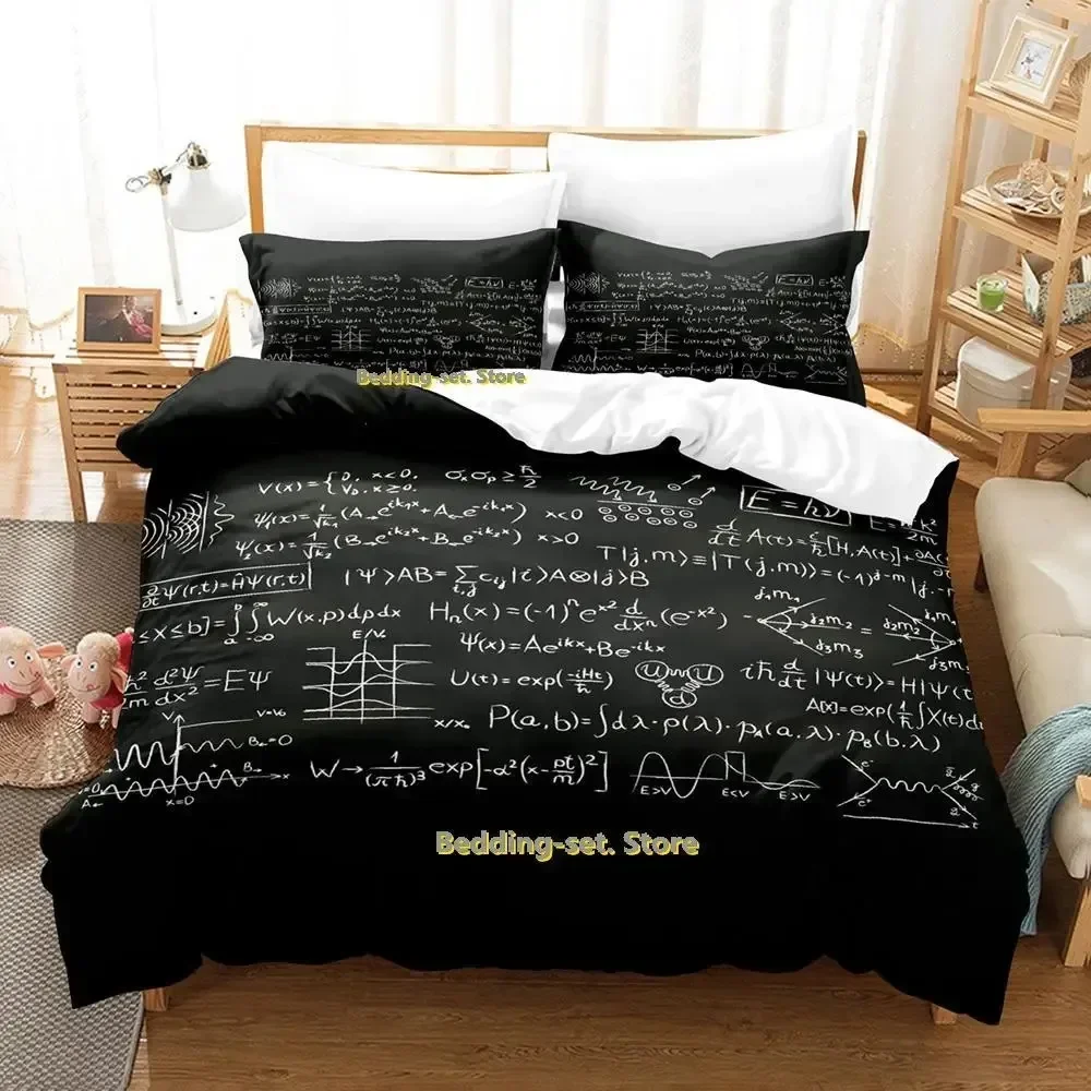 New Blackboard Formula Bedding Set Single Twin Full Queen King Size Bed Set Adult Kid Bedroom Duvetcover Set mathematical genius 4