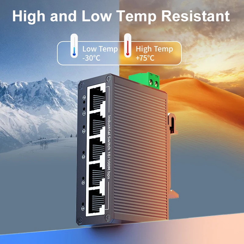 LIANGUO 5 منافذ 100 متر مفتاح صناعي 10/100Mbps شبكة صغيرة محول إيثرنت 35 مللي متر DIN-السكك الحديدية شنت التوصيل والتشغيل تيار مستمر 9-57 فولت