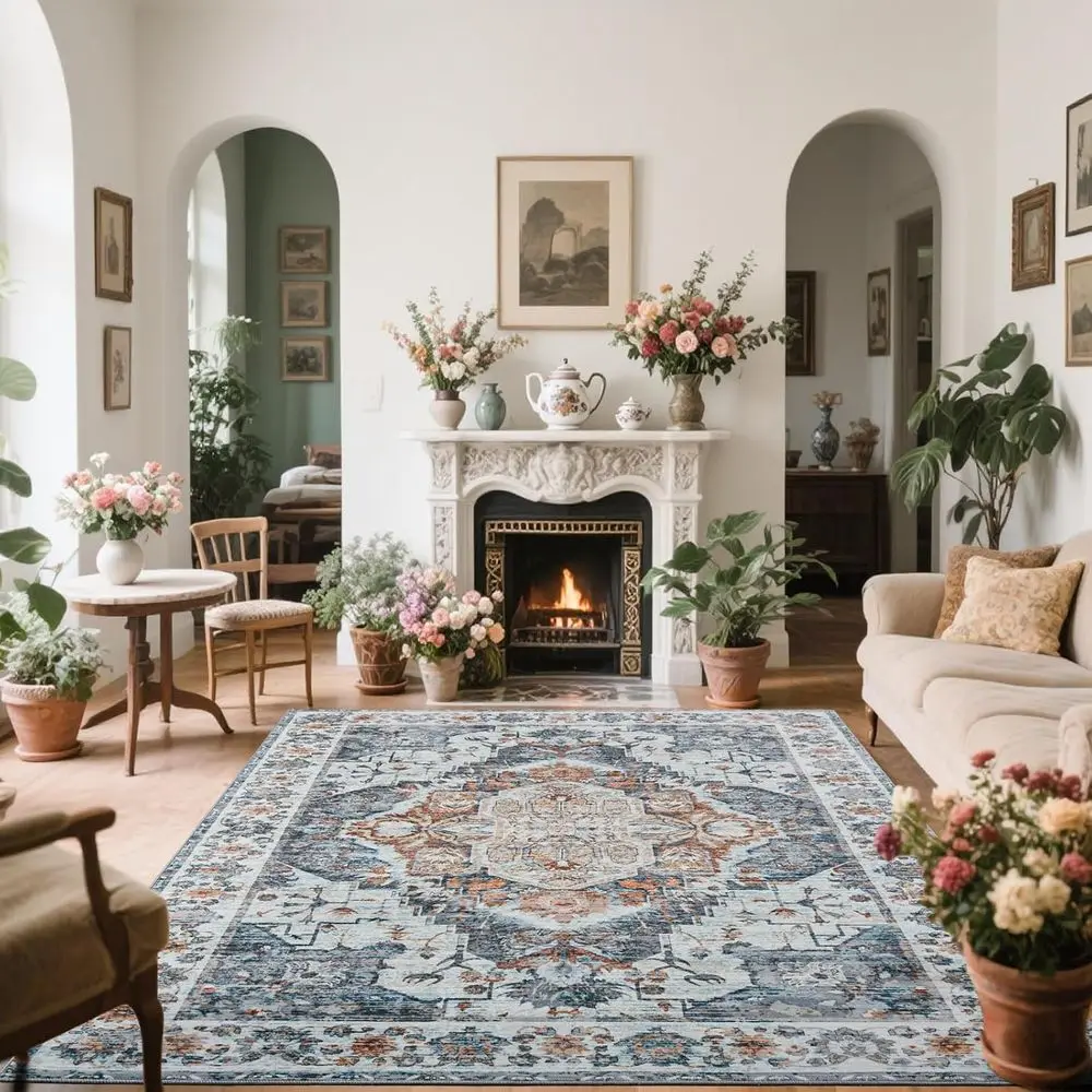 

Vintage 6x9 Rugs for Home: Low Pile, Machine Washable, Non-Slip, Suitable for Entryway, Kitchen, and More