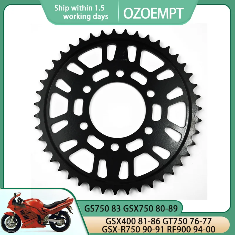 

OZOEMPT 530-43T Motorcycle Rear Sprocket Apply to GSX400 81-86 GT750 76-77 GS750 83 GSX750 80-89 GSX-R750 90-91 RF900 94-00