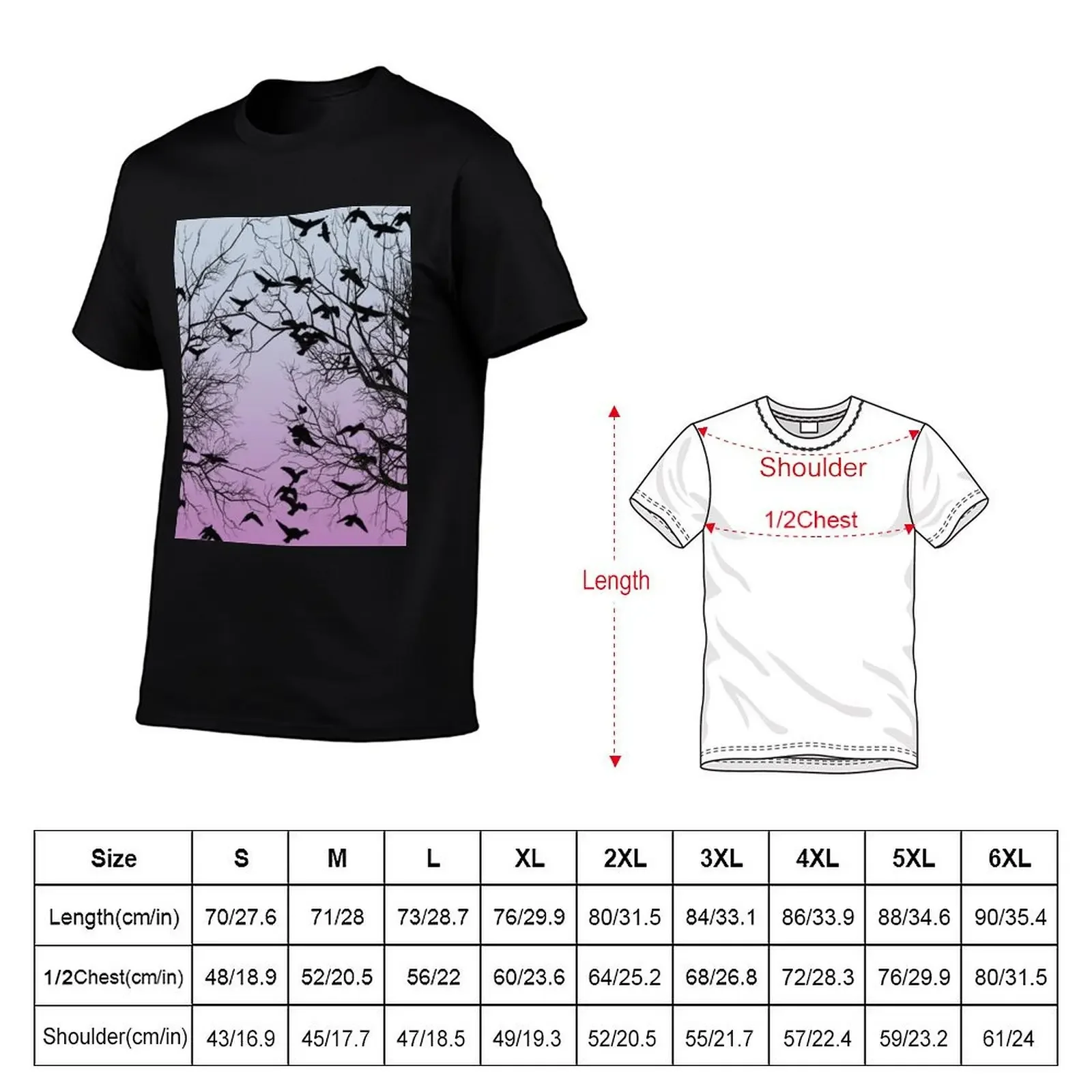 Crow flock T-Shirt anime tshirt blanks Short sleeve tee men