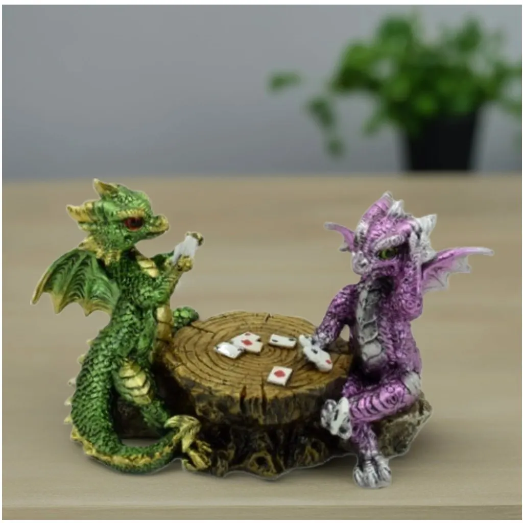6.5-inch Dragons Playing Chess Resin Statue – Handcrafted Decorative Sculpture for Home, Office or Bookshelf Display | Unique Co