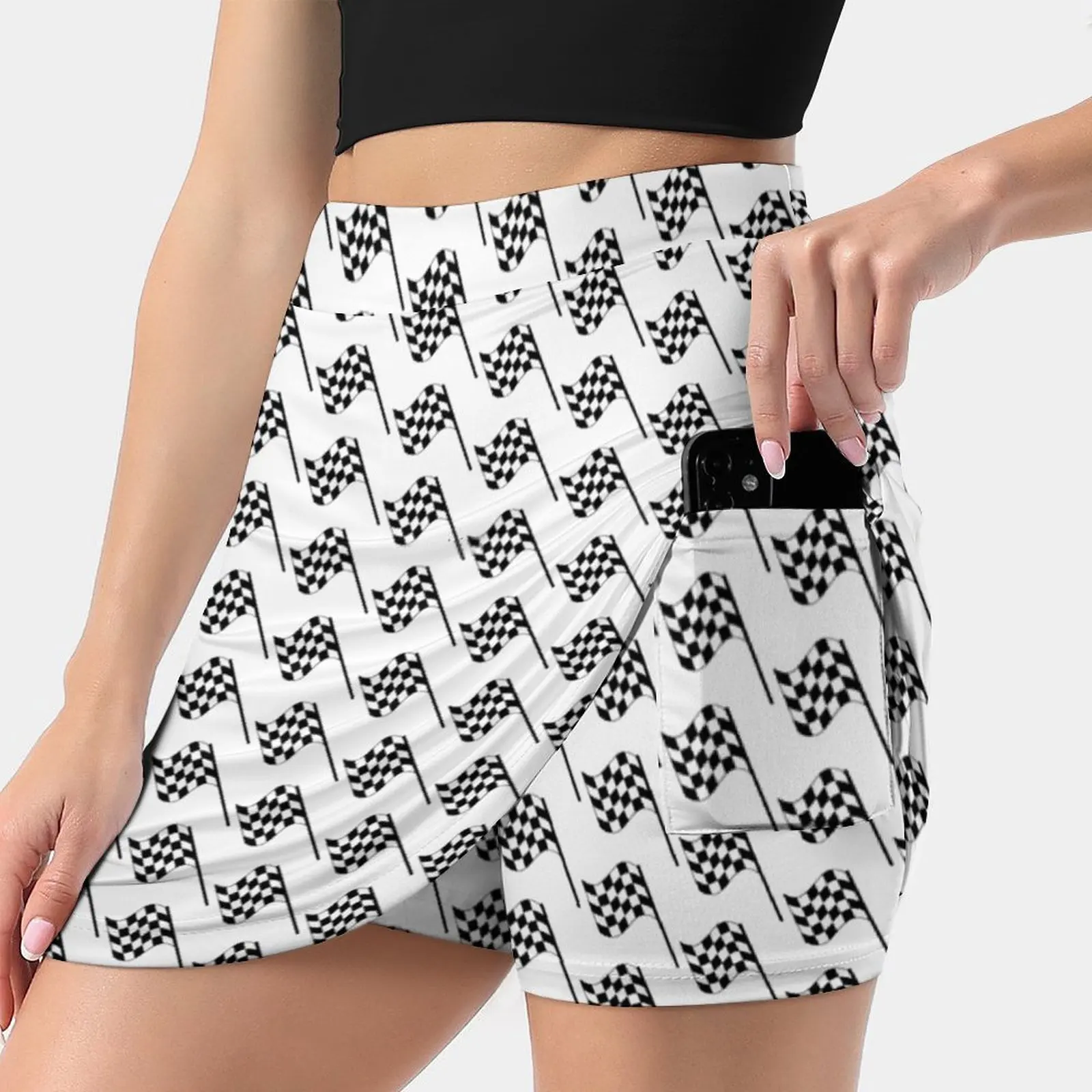 

Checkered Flag Women's skirt With Pocket Vintage Skirt Printing A Line Skirts Summer Clothes Checker Checkered Flag Winner Race