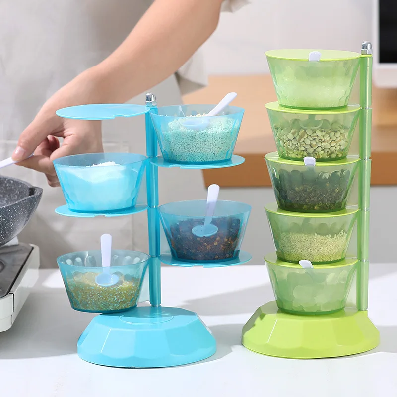 

Seasoning box, seasoning jar, rotatable combination set, kitchen storage box, shelf, household essentials