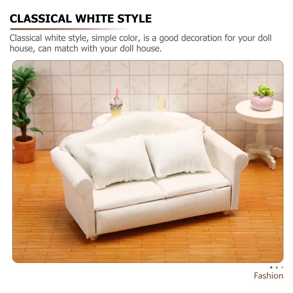 

1 комплект, миниатюрная мебель для дома, белый мини-диван, набор для декора кукольного домика, крошечный аксессуар для гостиной, маленький диван для микро