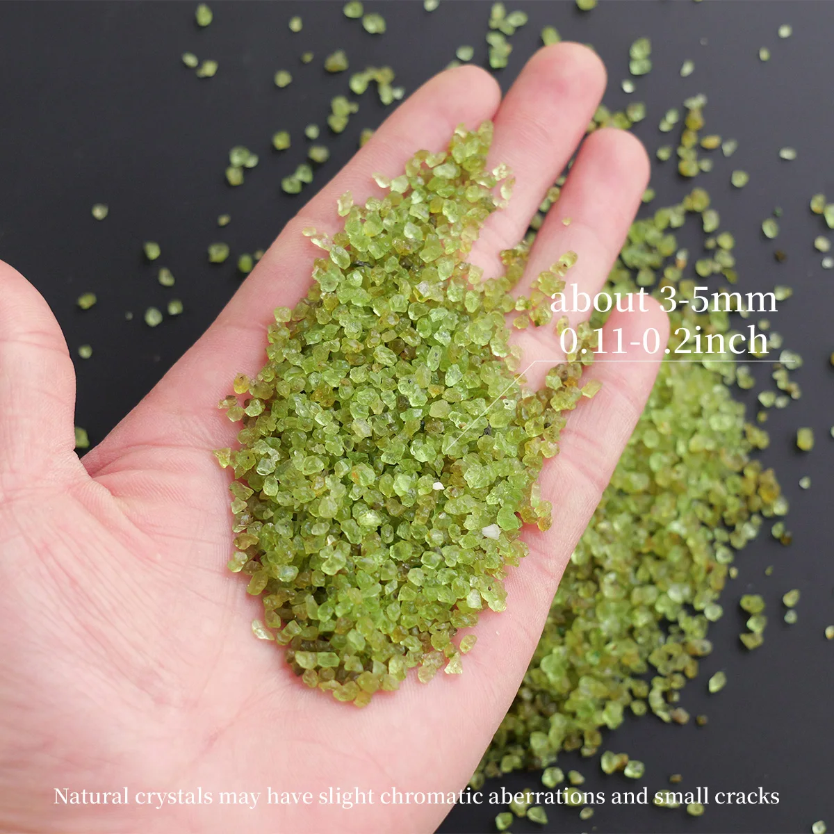 100g Natural Crystal Green Olivine Gravel Fish Tank Flowerpot Landscaping Sand Painting Small Particle Loose Gravel Decoration